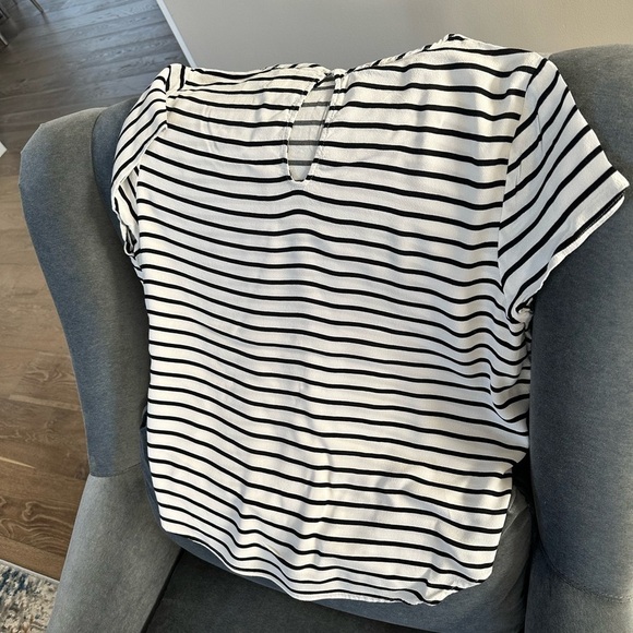 H&M Womens Cap Sleeve Striped Top Black and White Size 14 - Picture 4 of 6